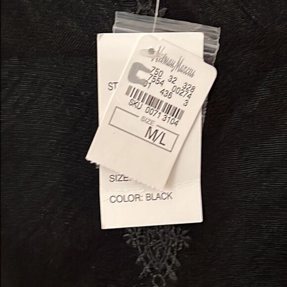 Neiman and Marcus black open front eyelet cardigan boho inspired - Picture 6 of 7